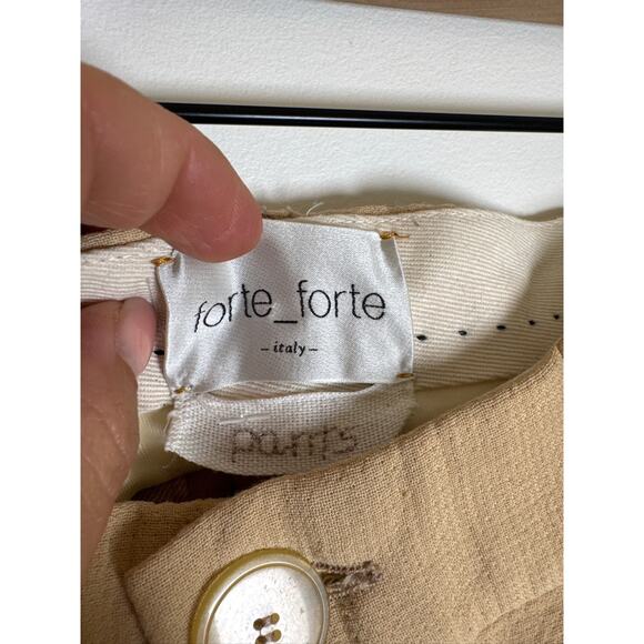 forte_ forte Italian Wool Blend Straight Leg Trouser Pants - Beige, US 0 - Picture 5 of 6